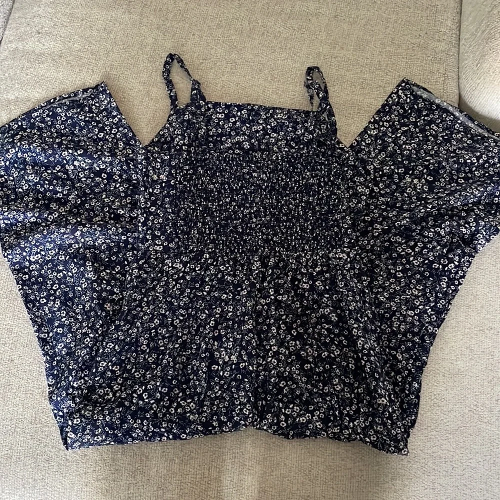 Floral blue womens romper - Picture 4 of 5